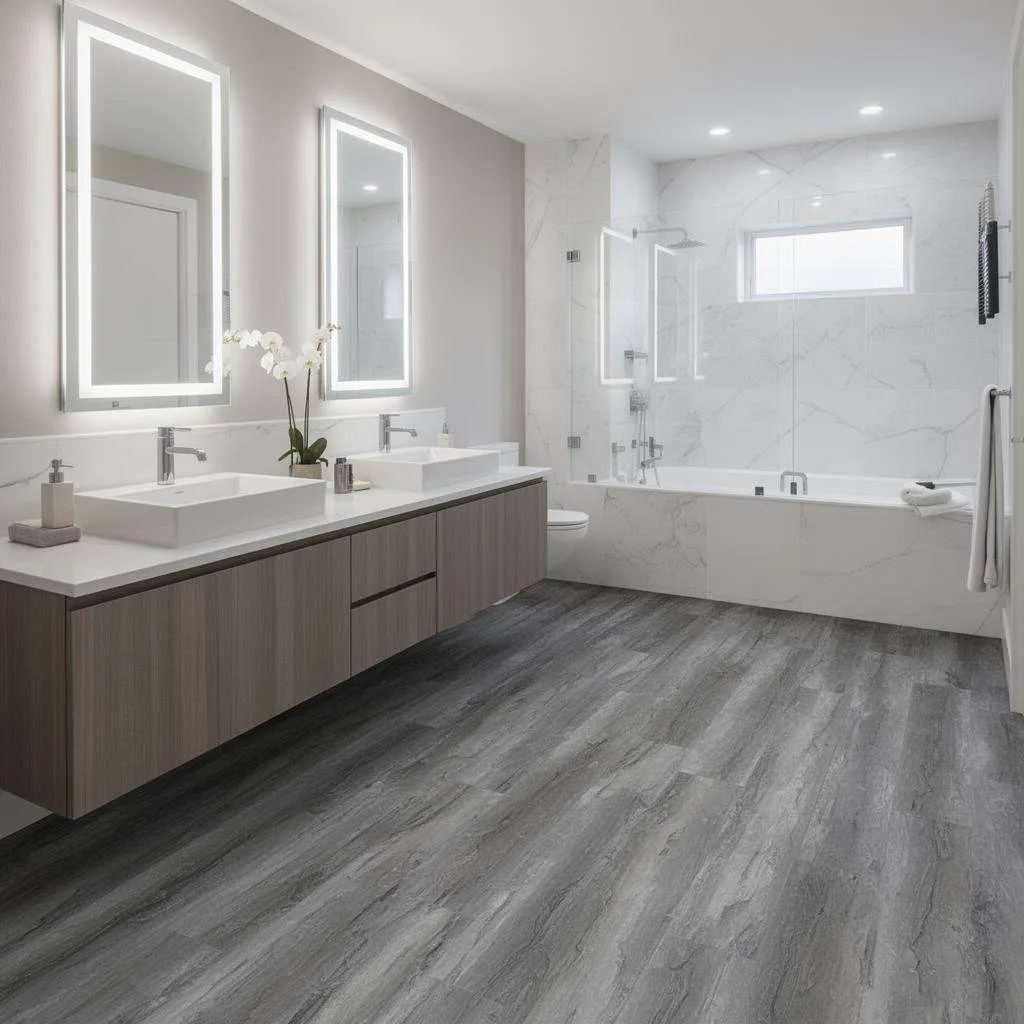 Waterproof flooring in a bathroom