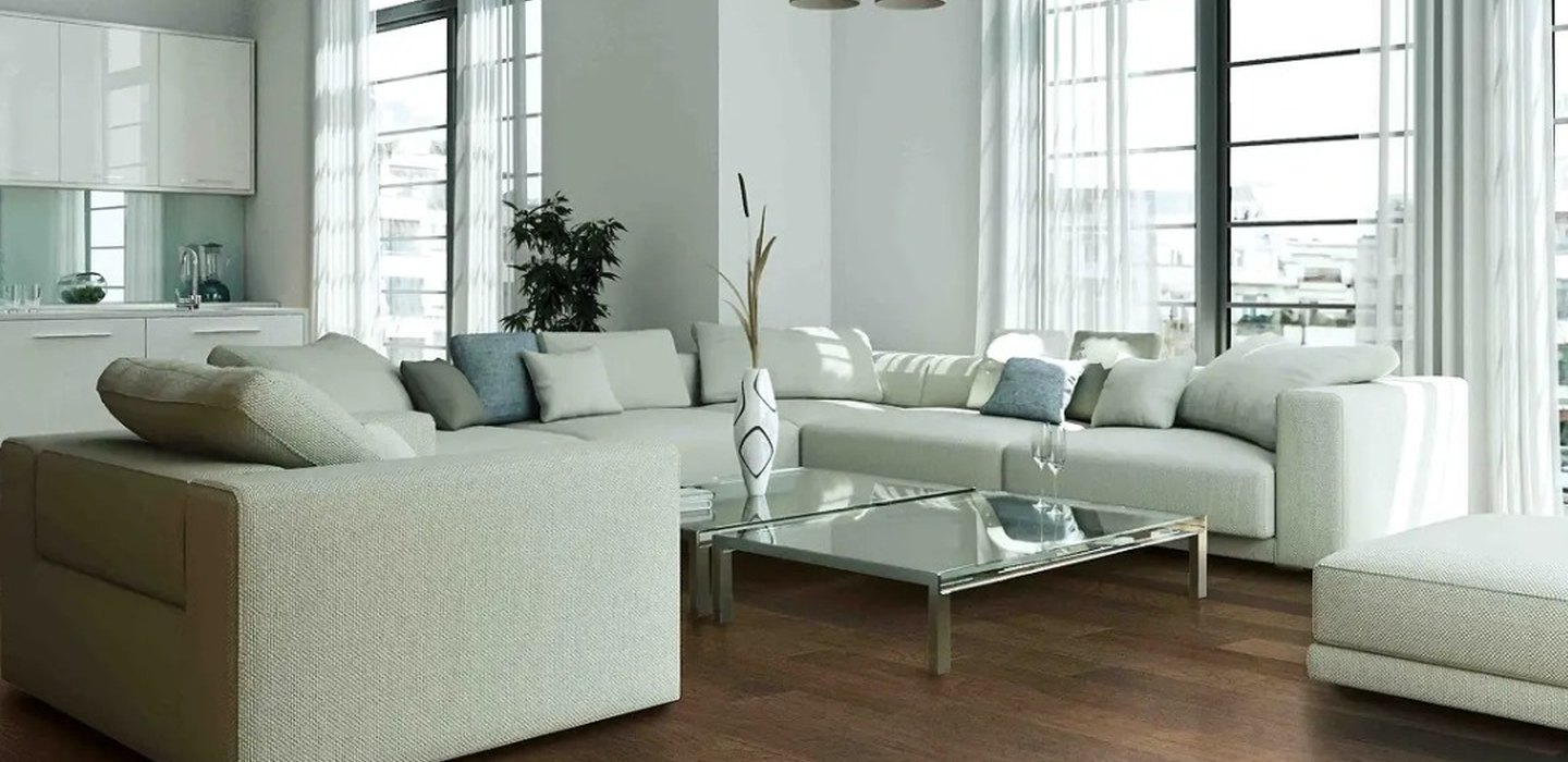Luxury vinyl plank installation in a living room